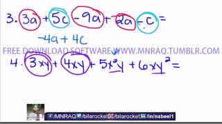 Algebra Tutorial 4 Combining Like Terms By MNRAQ