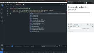 Dynamically update a paragraph in plain JavaScript