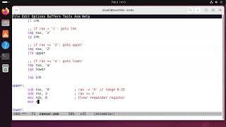 x86-64 Assembly - Caesar Cipher encryption