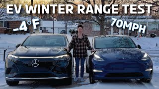 Extreme Cold EV Challenge: Mercedes EQS SUV vs. Tesla Model Y - Real World Winter Range Test