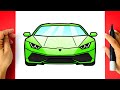 How to DRAW a LAMBORGHINI HURACAN [ Front View ]