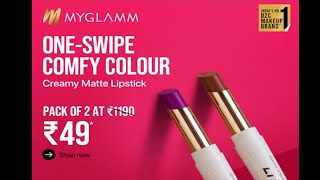 Myglamm loot offer today🏃‍♀️💥2 lipsticks for Just Rs.49😳 #myglamm #lootoffertoday #freelipstick