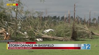 Storm damage in Bassfield community