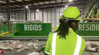 Inside a Waste Management recycling facility