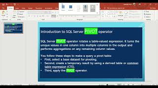 SQL Server PIVOT operator to convert rows to columns.