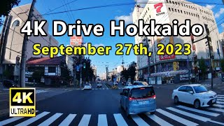 【4K】旭川１条通から昭和通、サンロク、6条通、OMO7旭川までのドライブ We will deliver the beautiful scenery of Hokkaido in 4K video.