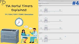 TIA Portal V18 Timer Tutorial | TP, TON, TOFF, TONR Explained with Simulation