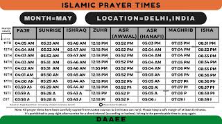 🇮🇳 Delhi - May 2024: Islamic Prayer Times