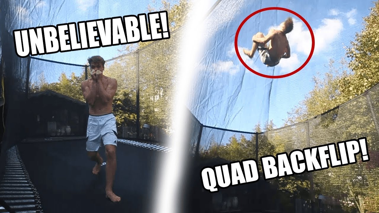 QUAD BACKFLIP ALMOST LANDED ON A BACKYARD TRAMPOLINE! - YouTube