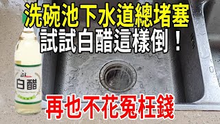 洗碗池下水道總堵塞試試白醋這樣倒！再也不花冤枉錢