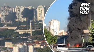 Two killed after small plane crashed into bus in Sao Paulo, Brazil