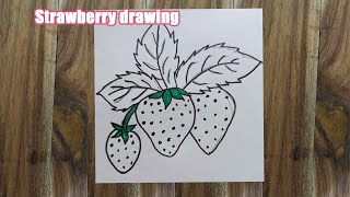 Drawing strawberries very easy | strawberry drawing for beginners | Kids Drawing