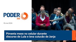 Pimenta mexe no celular durante discurso de Lula e leva cutucão de Janja