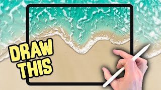 IPAD PAINTING TUTORIAL - Paint a Beach Wave Wash in Procreate