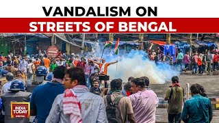 BJP Workers \u0026 Cops Clash Over Bengal Bandh: Tires Burnt In Bengal's Uttar Dinajpur Amid Protest