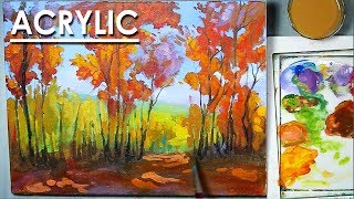 Autumn Forest Acrylic Painting on Canvas step by step