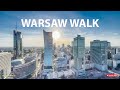 Walking Tour Downtown - Warsaw City Poland, 4K 60fps, City View - Travel Walk Tour, Warsaw 4k,