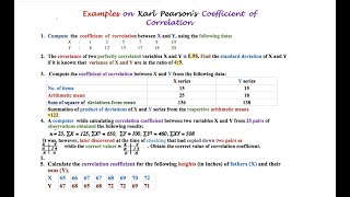 Karl Pearson's Correlation Coefficient | scatter plot | formulae | Imp. properties | 5 examples |