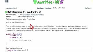 Java Practice It | Exercise 8.1 quadrantPoint | classes, encapsulation, instance methods