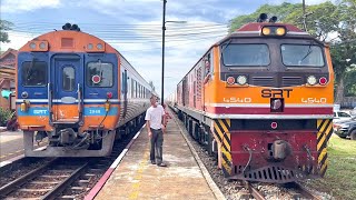 SRT. ชมรถไฟไทยสายใต้ยามเช้าที่สถานีไชยา และรถหลีกเบา ๆ 1 คู่ ขบวน 722 หลีกขบวน 39 ที่สถานีไชยา