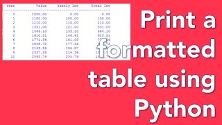 Formatting tables in Python with format command part 2