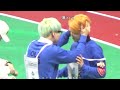 160118 아육대 방탄소년단 슈가 지민 슈짐 계주 전 지민이한테 힘 을 넣어주는 윤기형