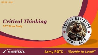 Critical Thinking - MSL102 Lesson 06 - ROTC