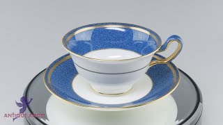 【アンティークエンジェル】ウェッジウッド(Wedgwood) スウィンバーン パウダーブルー ティーカップ\u0026ソーサー(ピオニー)