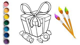 How to draw a surprise box/Как рисовать коробку сюрпризом/कैसे एक आश्चर्य बॉक्स आकर्षित करने के लिए