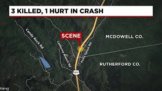 Officials: 3 killed, 1 critically hurt in crash near McDowell-Rutherford County line