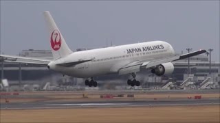 ウインドシア10ノット・Bランで・ゴーアランド！Aランへ祭アタック JAL B767 JA611J Rwy16 成田空港さくらの山 nrt hhh