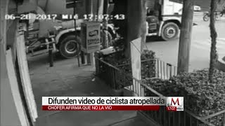 Difunden video de ciclista atropellada por revolvedora de cemento