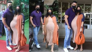 2nd Time Pregnant Neha Dhupia Massive Baby Bump Fully BLOWN OUT at Hospital for routine check up