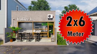 Desain warung Kopi Minimalis 2x6 Meter | Desain Warung Kecil Depan Rumah