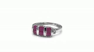 Johareez 1.57CTW Genuine Glass Filled Ruby \u0026 White Diamond .925 Sterling Silver Ring