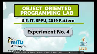 Object Oriented Programming Lab SEIT, SPPU, Experiment No. 4