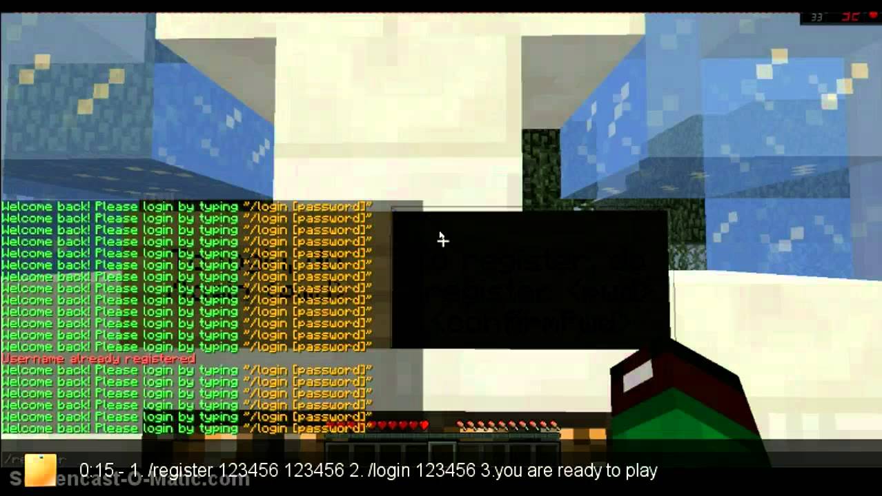 Minecraft How To Register To Server And Login MINECRAFT - YouTube