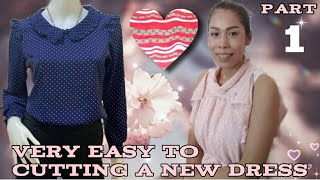 How to cut new dress of new stye Part 1/Diy of closh/របៀបកាត់អាវម៉ូតករមានសន្លឹកនឹងបង្រួញចុងដៃ