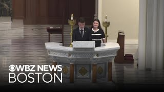Children of fallen Boston firefighter Robert Kilduff Jr. speak at funeral