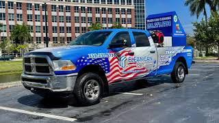 Pick-Up Truck Mounted Trash Bin Cleaning System