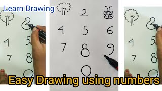 How to draw picture using numbers | simple drawing Idea for beginners | easy drawing trick, tutorial