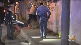 Suspected DUI driver smashes through concrete wall in Pomona