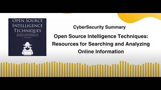 Open Source Intelligence Techniques: Resources for Searching and Analyzing Online Information
