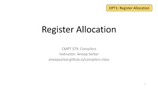 OPT1 Register Allocation as Graph Colouring