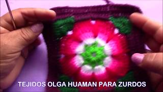 ZURDOS Cuadrado Flor a crochet para colchas y cubrecamas