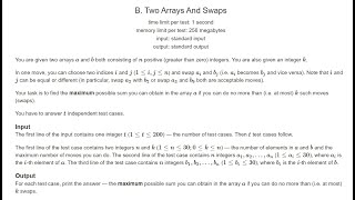 Two Arrays and Swaps Codeforces 1353B