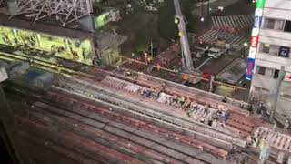 1月8日JR山手線外回り線路工事　渋谷駅深夜３：３０(1)　Raw footage Shibuya Station Track construction