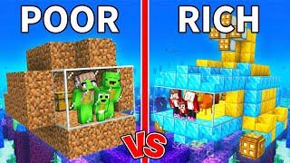 Mikey Family POOR vs JJ Family RICH Submarine House in Minecraft (Maizen)