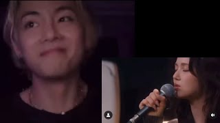 Taehyung reaction to New jeans Danielle singing Rainy days 😳🤯#shorts #bts #taehyung #fyp #thvfangirl