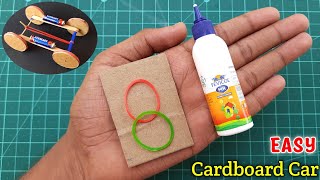 how to make cardboard rubberband car , making car without motor , best homemade toy